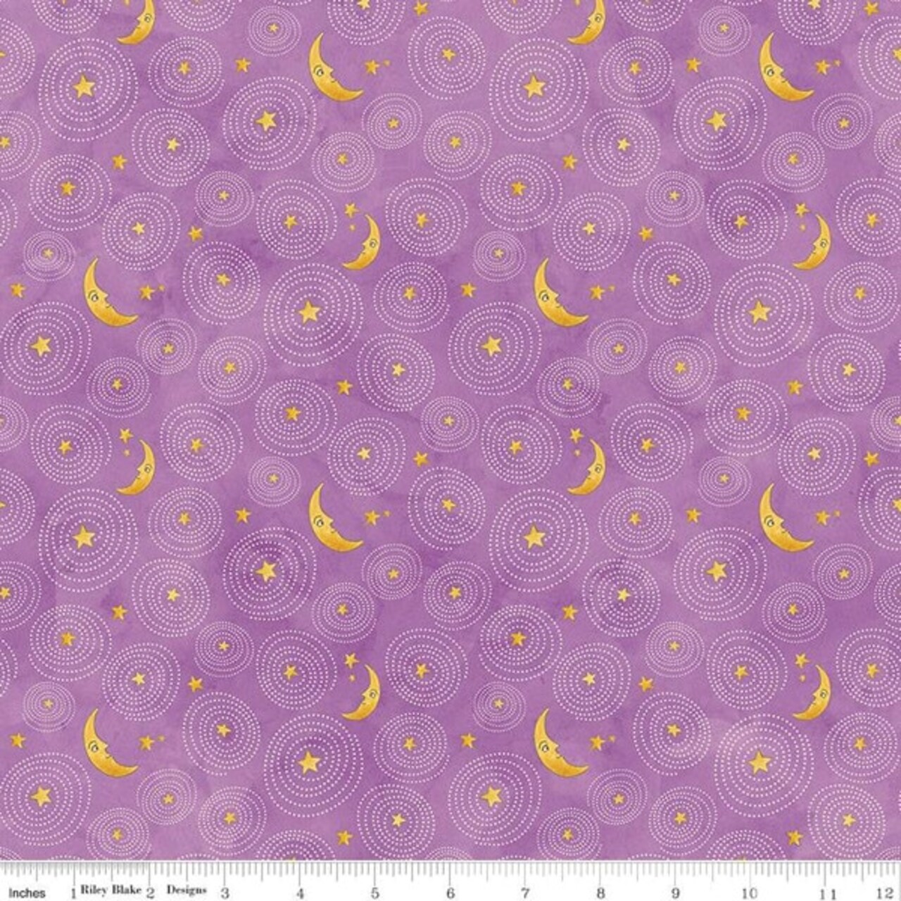 Stars and Moon in Purple (c16054-purple) | Ghoul Friends | Teresa Kogut | Riley Blake